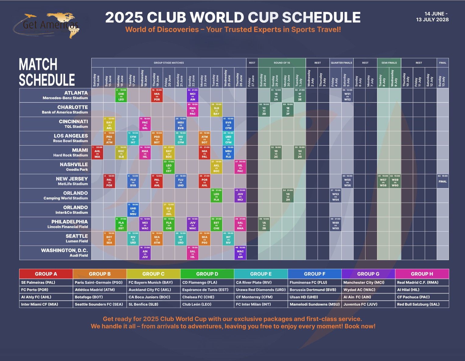 2025 Club World Cup: Group travel packages