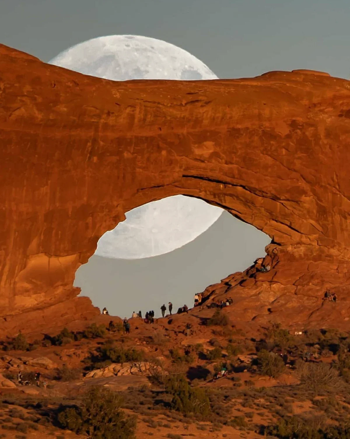 Group under the moon at Arches