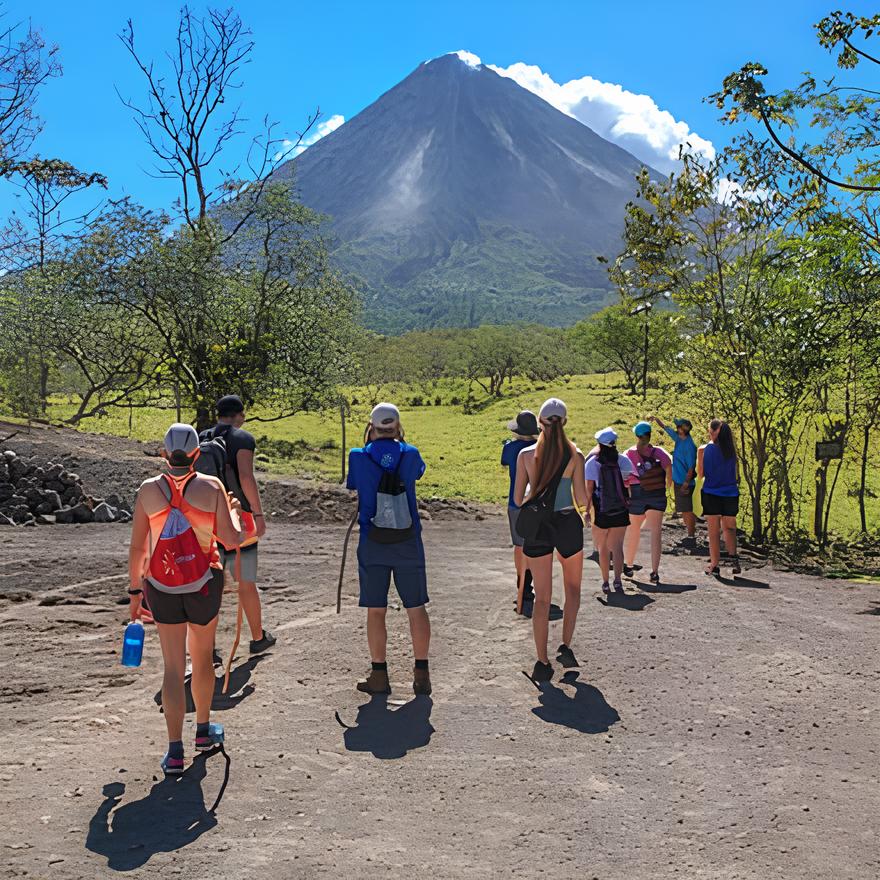 Student group near Arenal volcano in Costa Rica