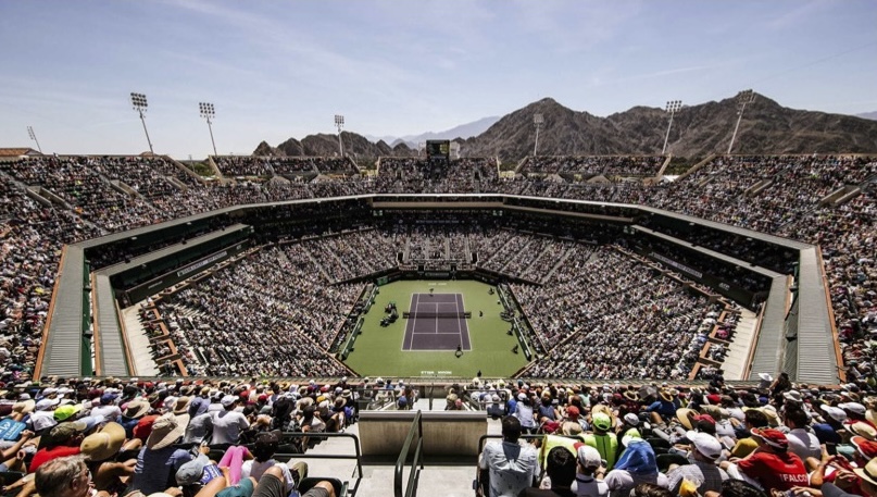 Crowds watching tennis at Indian Wells Tennis Garden in the California desert